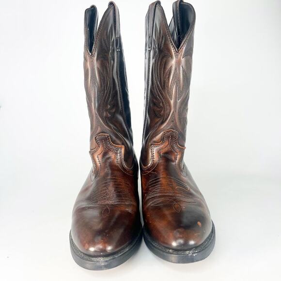 Laredo Paris Leather Western Cowboy Boots 4214 Antique Tan Brown Men 10 - Picture 2 of 15